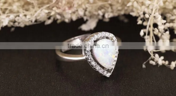 Beautiful Cute 925 Silver Ring October Birthstone Ring Fashion Opal Ring