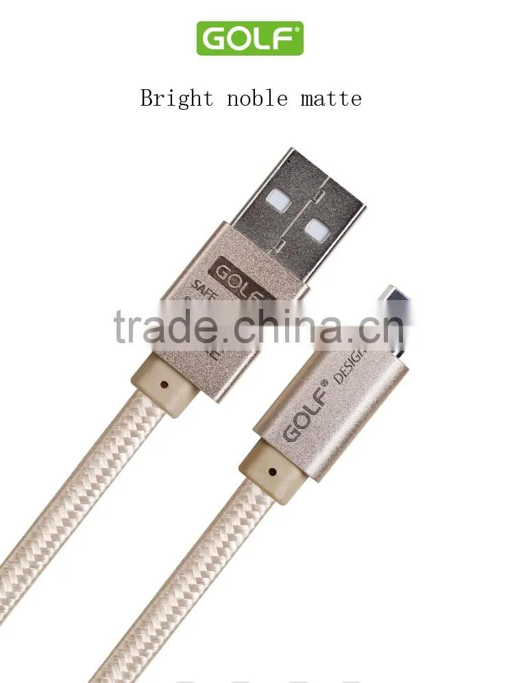 GOLF micro metal flat cable 2.1A weave noodle fast charge and data cable for android mobile phone