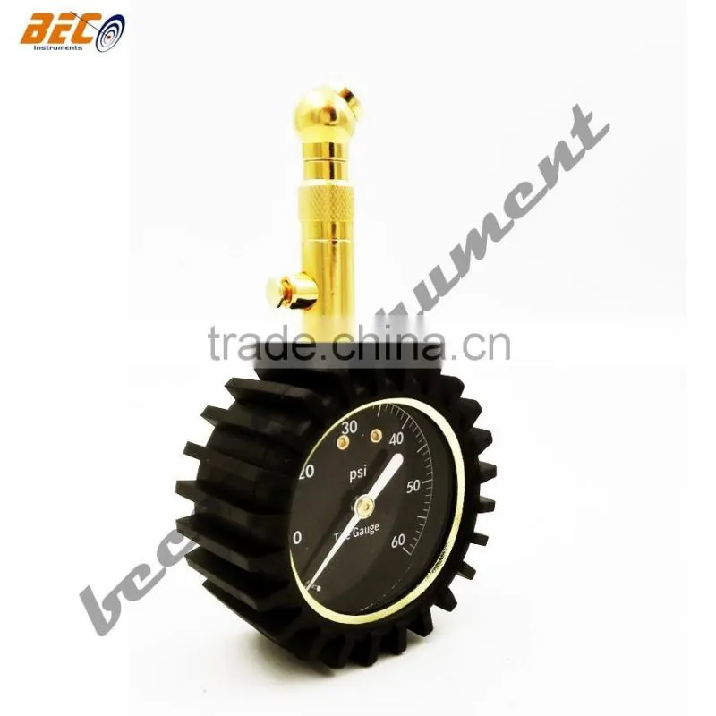 BECO 2" tire pressure gauge 360 degree swivel chuck for SUV, truck etc. Samples ready