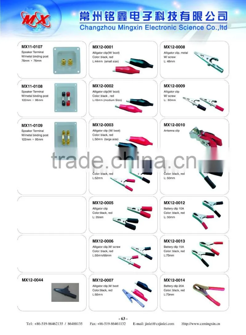 High quality Alligator clips test leads with female socket /Battery clip test leads