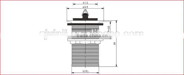Brass Basin Drain, without Overflow Hole, Chrome Finish