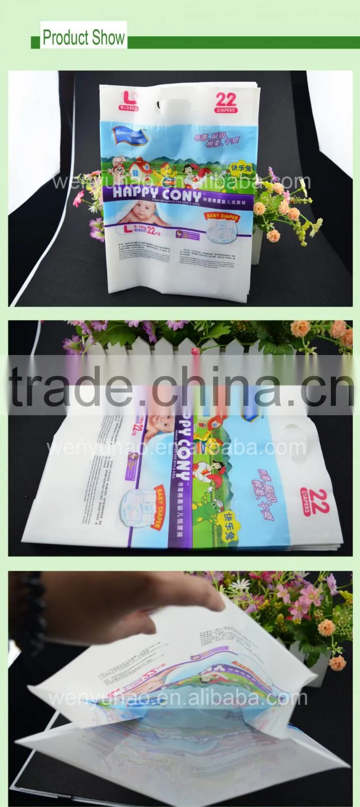 portable plastic adult baby diaper plastic bags / disposable wet nappy packing