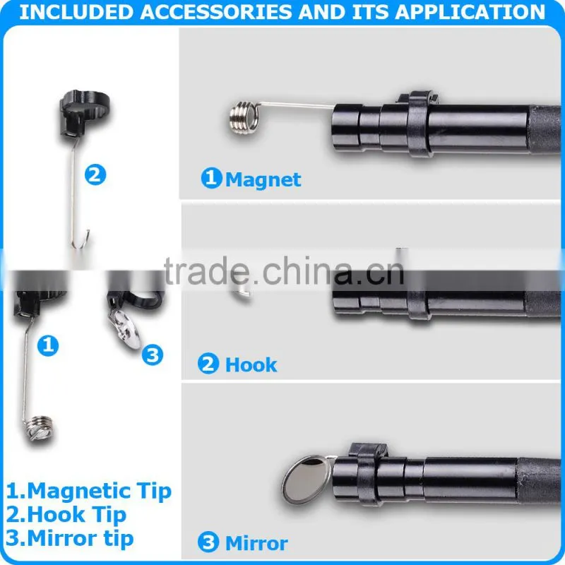 DVR 9.8mm Endoscope Borescope Zoom Recordable Rotation 1m Cable Video 2.4" Inspection Camera