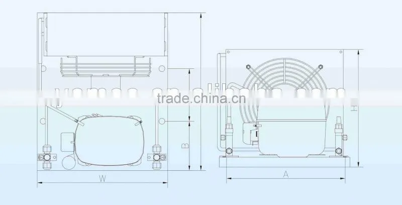 Danfoss compressor condensing unit R22 R134a R404a R507a for refrigeration display cabinet