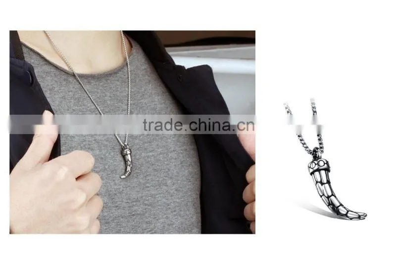 wholesale fashion jewelry on Alibaba antique buffalo horn necklace with chain for men