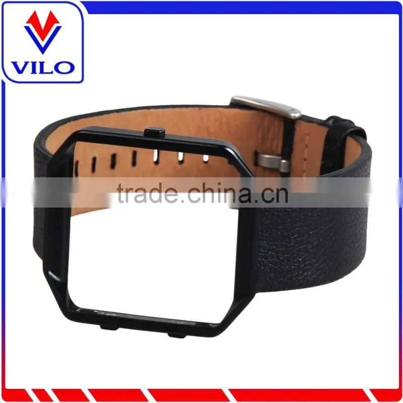 Leather Luxury Watch Band Wrist Strap Bracelet + Metal Frame For Fitbit Blaze