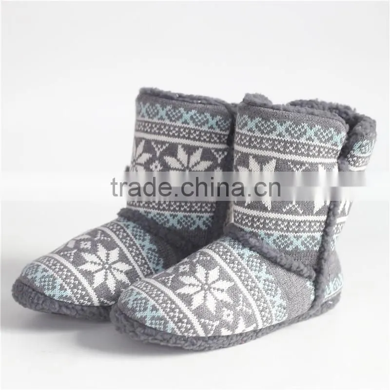Ladies classical knitted flower slipper boot