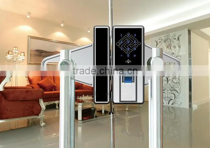 China Knot Frameless Glass Door Electric Sliding Door Key Lock (HF-GL801)