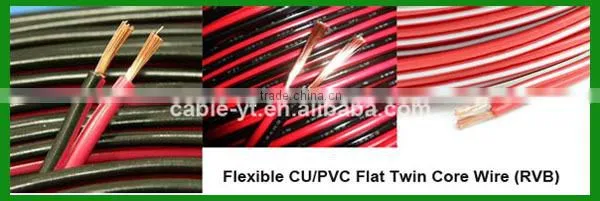 Cheap Flexible Cu/ PVC Flat Twin Core Wire, RVB Electrical Wire