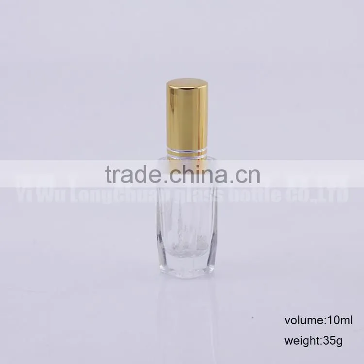 15ml retangular luxury perfume bottle, spray bottle glass packaging with metal cap