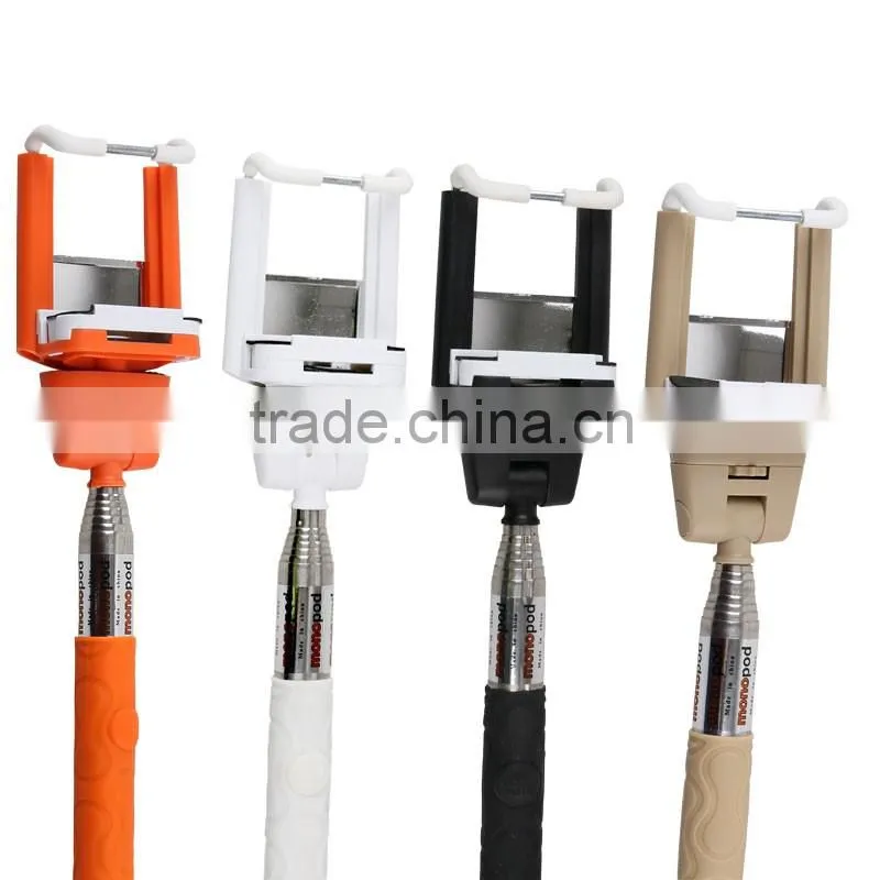 Extendable steel material wireless bluetooth selfie stick for moblie for cell phone