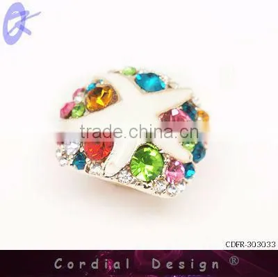 hot sale wholesale starfish style fashion rhinestone ring