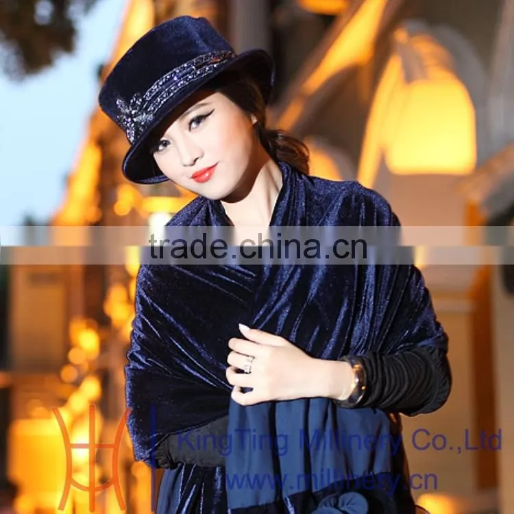 Womens Royal Blue Velvet Bridal Hats