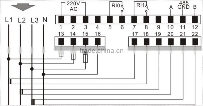 Panel mounted three Phase multifunction power meter