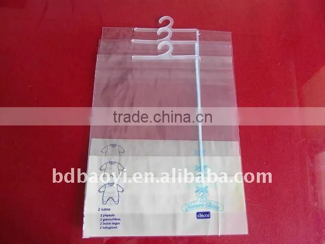 plastic garment bags with hook and button for packing cloth
