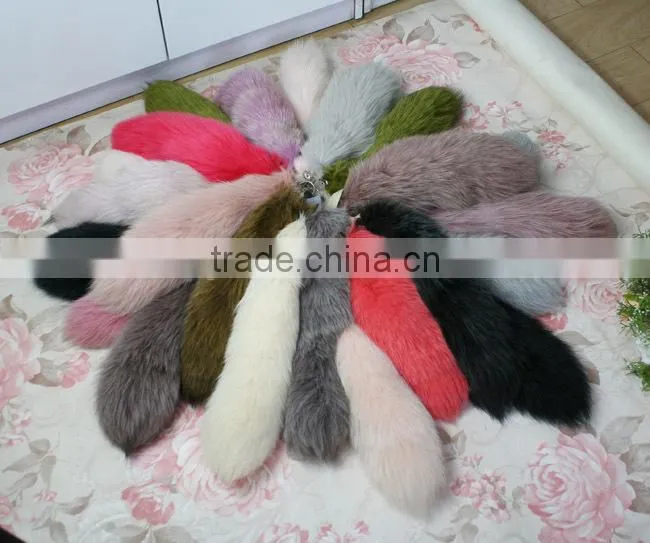 Natural Fox Fur Tail / Dye Color Fox Tail Fur Keychain