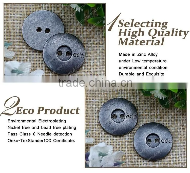 2 Hole Sew Button,Zinc Alloy Brand Button for Jeans Shirt