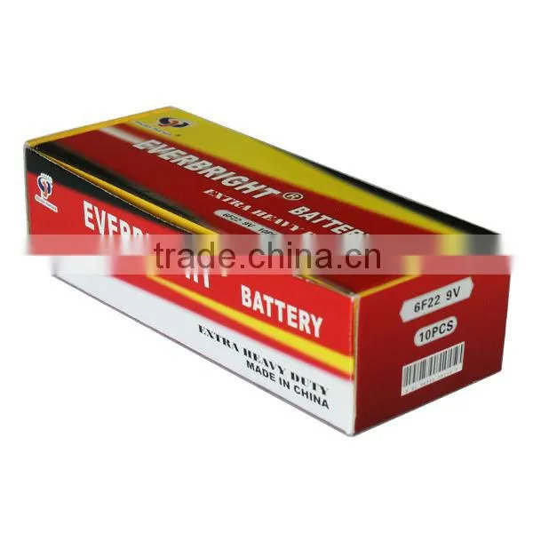 Carbon zinc 9v 6f22 006p battery 1.5v dry battery