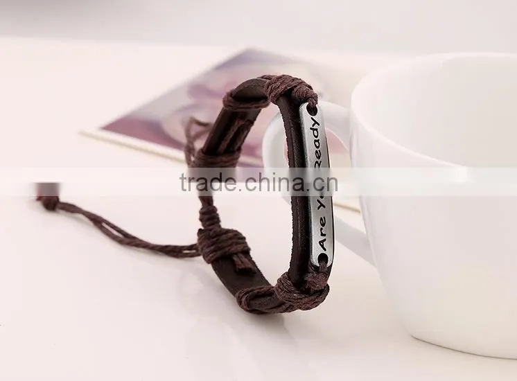 ready engraved men bracelet leather fashion men's bracelet
