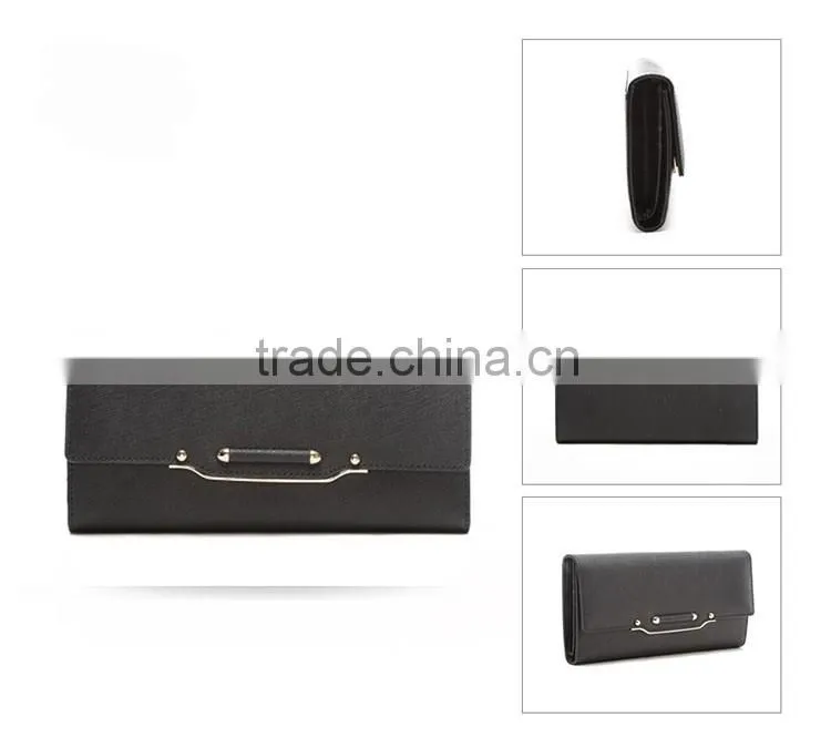OEM design smart saffiano wallet with metal chain