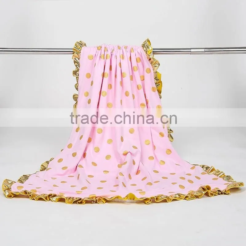 Gold Dots Minky Baby Blankets Super Soft and Beyond Adorable Baby Quilt Gold Baby Blanket