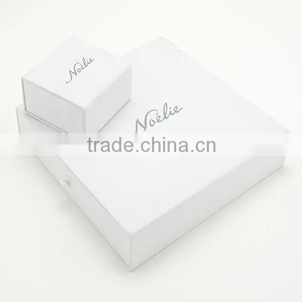 Custom Logo Silver Stamping White Simple Slide Paper Jewelry Gift Box