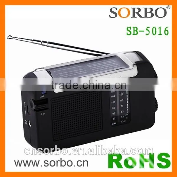 2016 Trending Products Portable Panel AM FM Radio with Alarm Clock/ Mobile Solar Hand Crank Generator Charger
