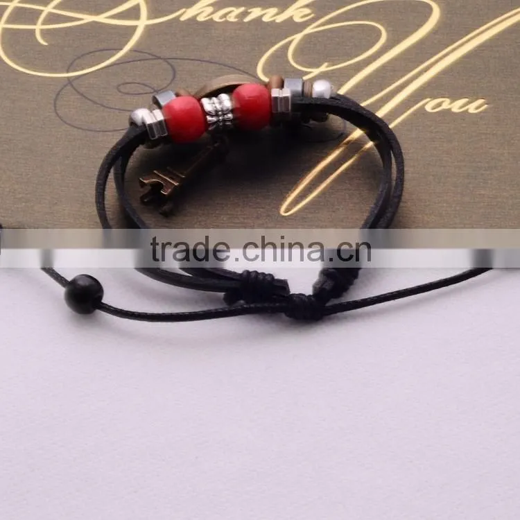 >>2016 hot sale Korean style bracelets men punk style vintage women multilayer handmade wave leather bracelets lover bracelets /