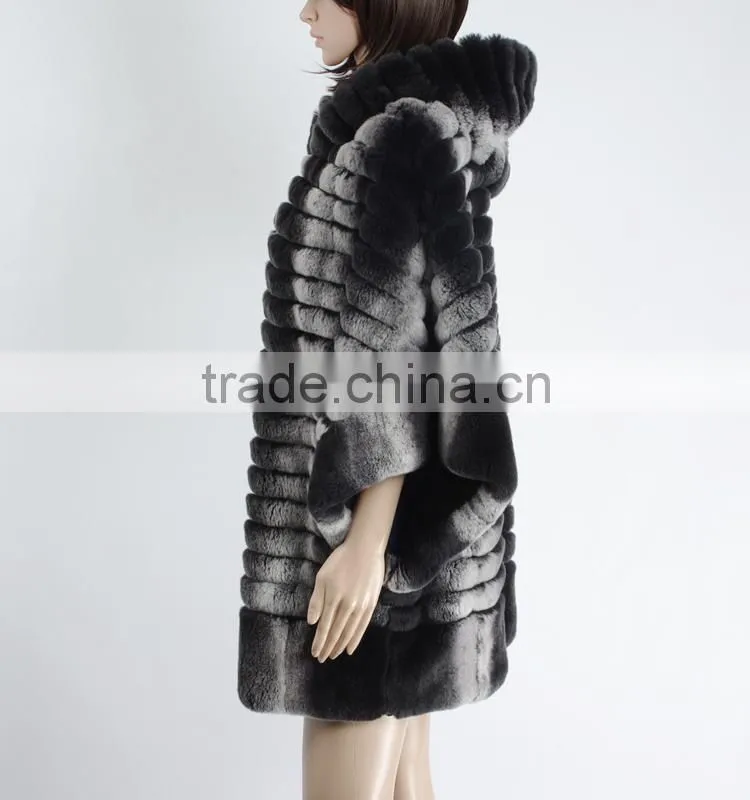 Chinchilla fur coat women poncho coat KZ150069