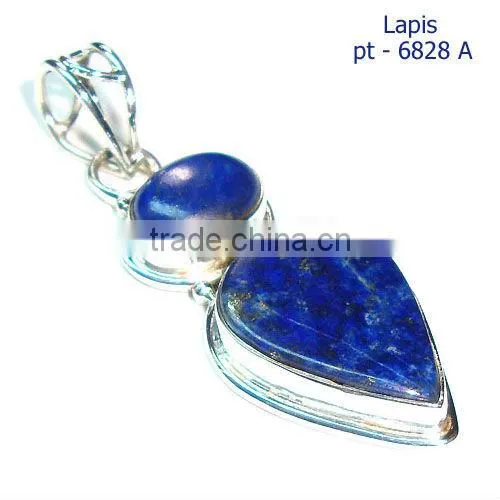 Genuine tibetan turquoise gems pendant 925 sterling silver