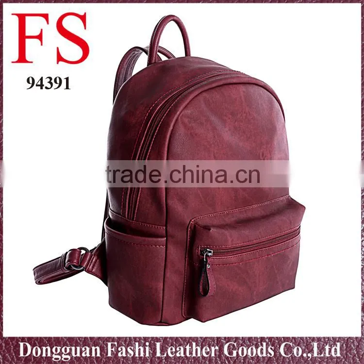 Vintage leather backpack women fashionable casual style PU backpack korean style