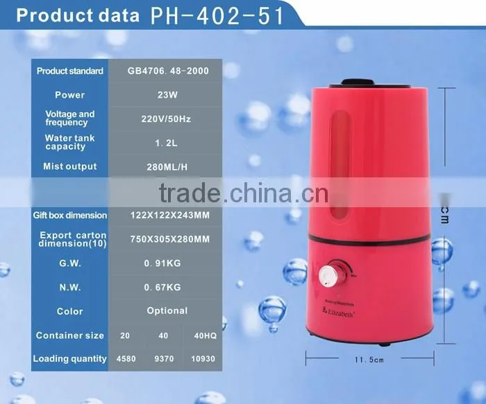 1.2L big tank humidifier pink color humidifer with aroma