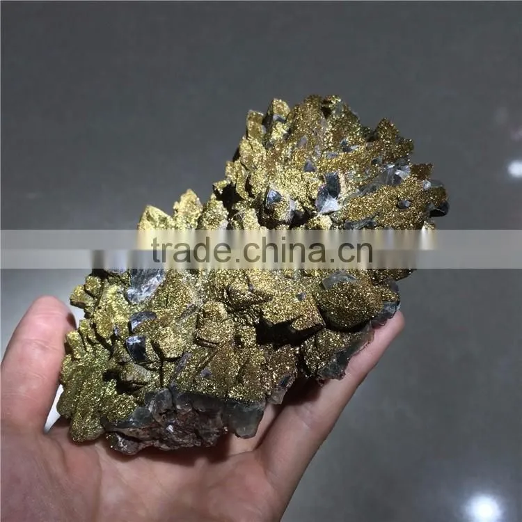 Natural Black Crystal Morion And Chalcopyrite Rough Stones