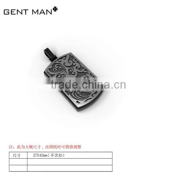 Tribal Tag stainless steel pendant necklace 42*33*3.5