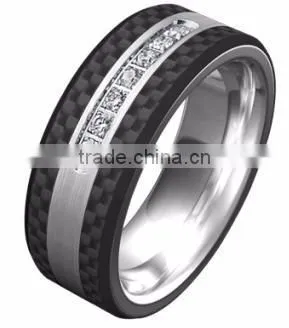 Fashion generous new design carbon fiber finger ring tungsten carbide jewelry titanium ring
