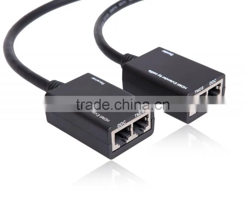 HDMI extender by Cat5e/6 cable 30m 1080p without power needed support 3D convenient for home theater