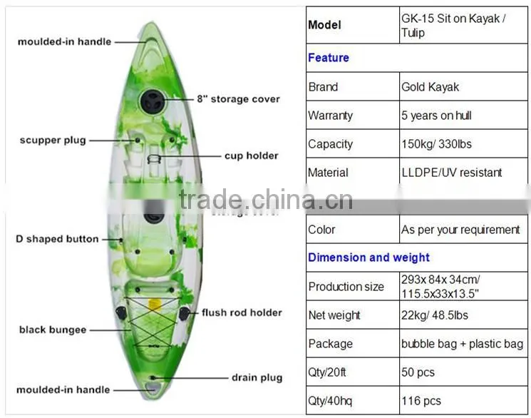 Professional Sit On Top Single Fishing Kayak