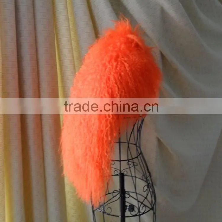 Top Quality Curly Mongolian Sheep Fur Collar for Women's Garment Accessories