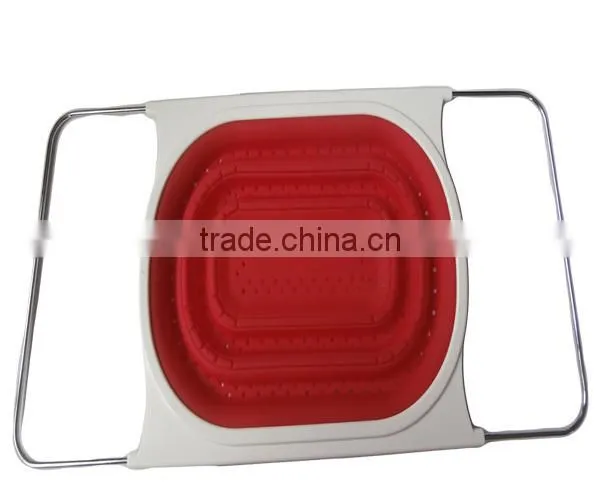 Flexible stainless steel silicone foldable colander