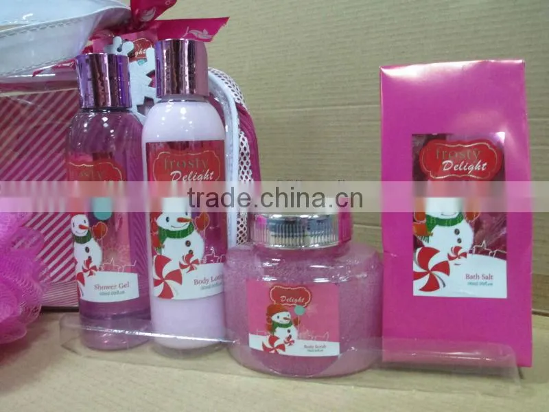 Selling bath set in pvc cosmetic bag for Christmas promotional gift
