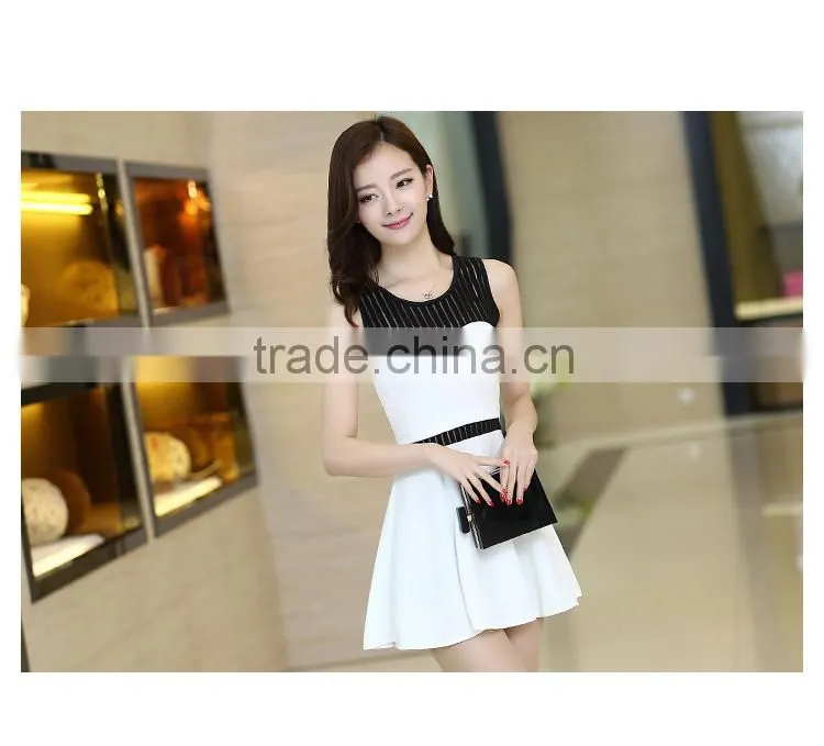 Pure color sleeveless dresses
