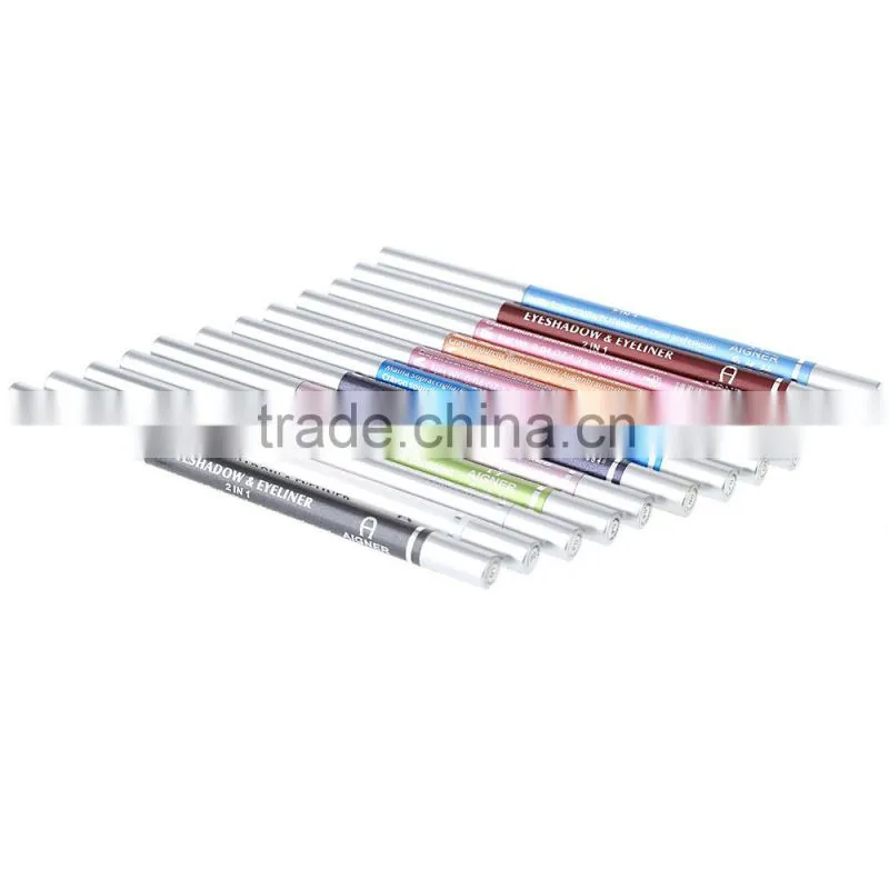 12Pcs/set Fashion Vivid Color Glitter Liner Eye Shadow Eyeliner Pencil Pen 2 in 1 Cosmetic Makeup Tool