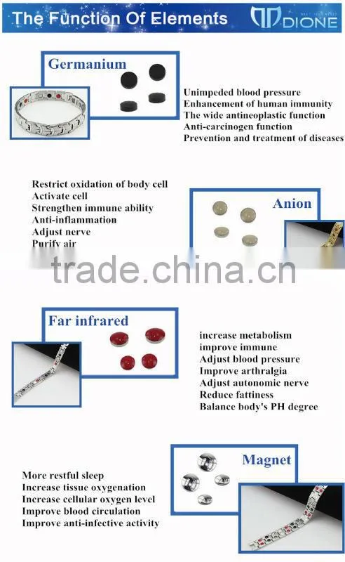 Fashion health jewelry bracelet 4 in 1 bio energy elements tungsten steel bracelet