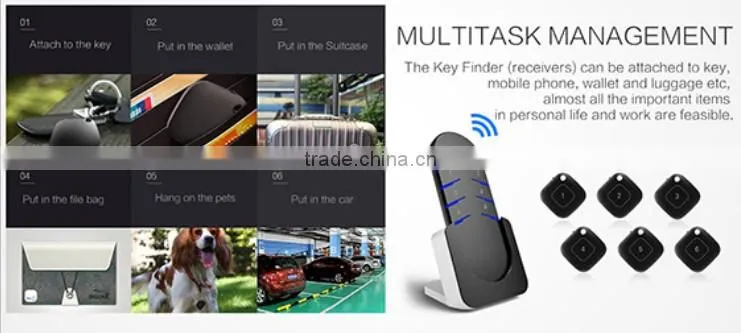 bluetooth wireless anti-lost alarm key finder with 4/5/6 receivers