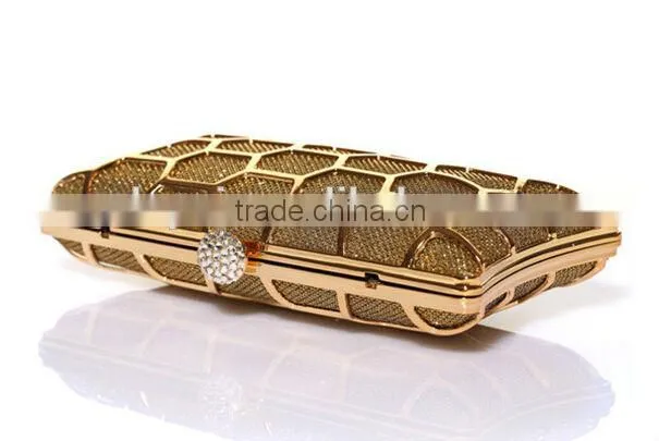 2014 leather with metal hollow evening bags fashion clutch Evening Bag