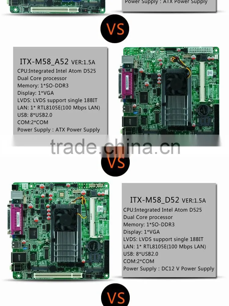 Intel Atom d525 Motherboard pos industrial cheapest mainboard support 18bit lvds