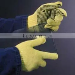 cotton glove with black pvc dot