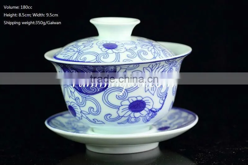"Orchid Ratan" Painting Blue & White Porcelain tea cup and saucer(180ml)