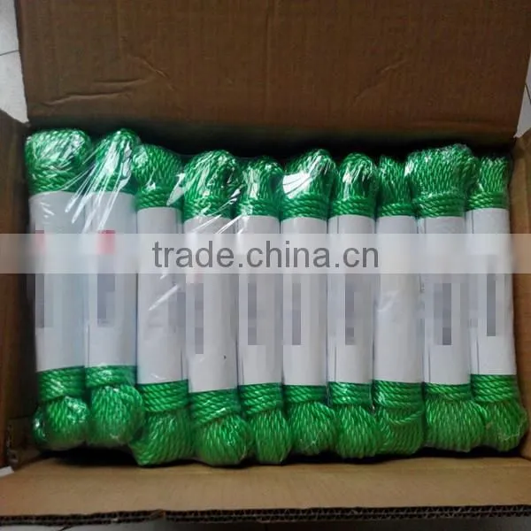 6mm Yellow,blue ,white ,red ,green color 15 meters 1/4 Nylon, pe , polypropylene rope clothesline rope