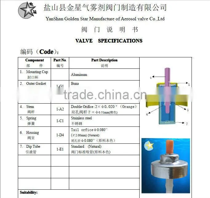 20 mm aerosol spray valves for hair